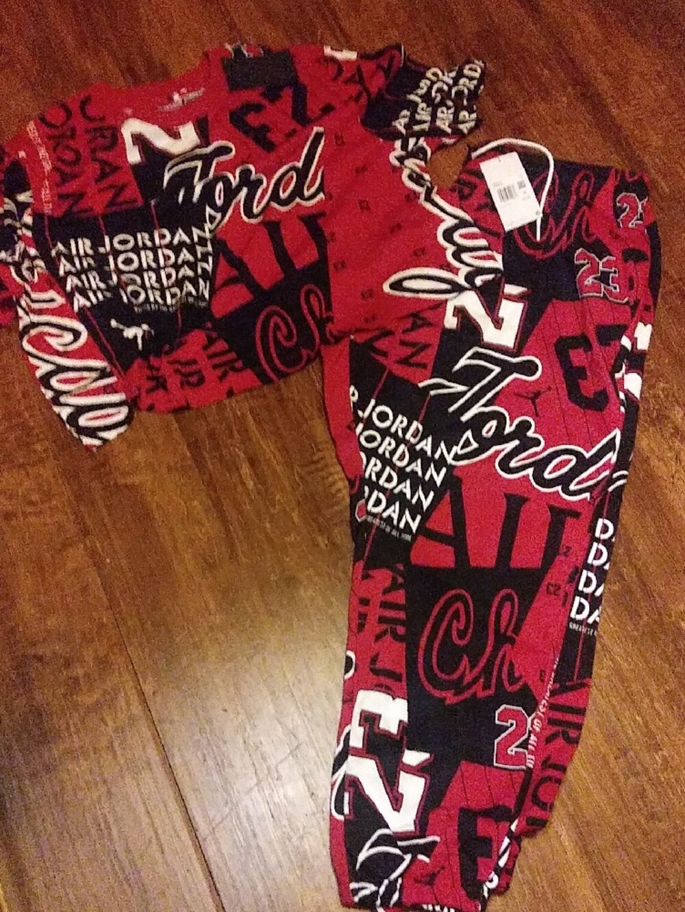 Jordan Red and Black Crop Top Jogger Set